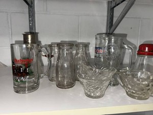 Large Collection of Vintage Glassware Mugs Bottles Cups
