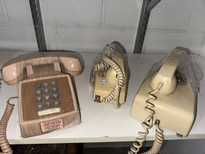 3 Vintage Desk Telephones Rotary & Push Button Phones