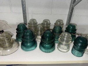 Large Collection of Vintage Glass Electrical Insulators Hemingray