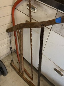 Lot Including Antique Buck Saw Frame & 2 Crosscut Saw Blades