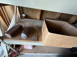 Lot Including Steel Splitting Wedges, Maul Heads and Large Eye Bolt