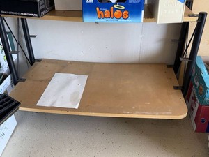 Rolling 2-Tier Utility Shelf Cart Metal Frame Wood Shelves See Photos