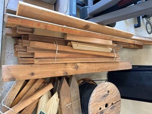 Lot Including Approximate Cedar Lumber Stakes Rails Trim & Posts