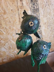 Handmade Hanging Fish Ornaments (Lot of 3)