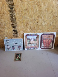 Warren Kimble Wooden Tray & Farmhouse Wall Art Mixed Lot