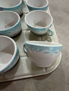 Jackson China Diner Cup Set of 18 With Tray Blue Scroll USA
