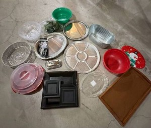 Approximately 15 Serving Trays Bowls Platters Decor