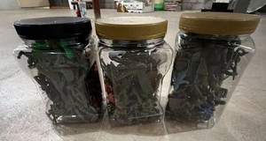 3 Cans Full of Army Men Plastic Toy Soldiers Figures