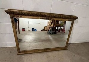 Ornate Gold Tone Framed Vintage 1930s Over Mantle Mirror Floral Relief Approx 45x32