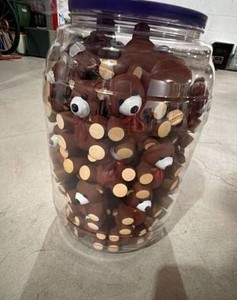 Large Jar Filled with Plastic Mini Teddy Bears Craft Figures in Plastic Jar