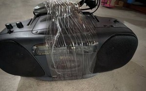 GPX CD Cassette Boombox with remote & Black CD Storage Case