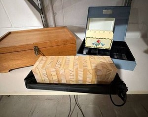 Wooden Box Card File Recipe Holder Puzzle Block