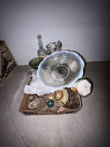 Approx. 12 Glass Bottles Bowls Vases & Lamp Parts
