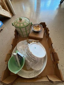 Lot Including Jadeite Style Cup, Ceramic Crock & Vintage Housewares