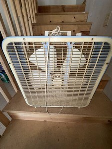 Kmart Vintage Box Fan Blue Metal 3-Speed 20in Portable Fan