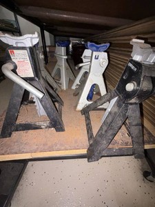 Lot Including 5 Jack Stands ACDelco Mixed 2 Ton 3 Ton Auto Shop