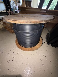 Black CATV Coaxial Cable on Wooden Spool 18 AWG 75 Ohm See Photos