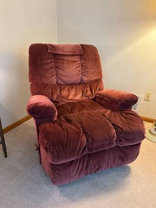 Manual Swivel Glider Recliner Chair Burgundy Upholstery 36x36x39