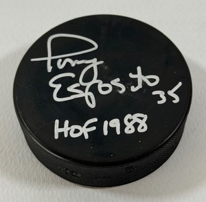 Tony Esposito Autographed and Inscribed HOF Hockey Puck
