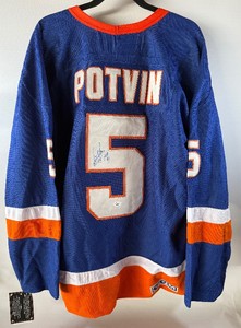 Dennis Potvin Autographed w HOS Inscriptions NEW WITH TAGS CCM New York Islanders Hockey Jersey Size 52