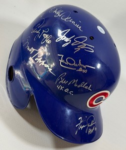 Chicago Cubs Autographed Batting Helmet w 13 Signatures - Fergie Jenkins, Bill Madlock, Jerome Walton, Andy Pafko - Baseball