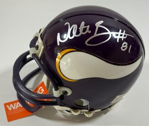 Nate Burleson Autographed Minnesota Vikings Mini Football Helmet