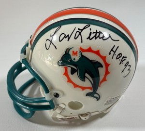 Larry Little Autographed and Inscribed HOF 93 Miami Dolphins Mini Football Helmet w Case