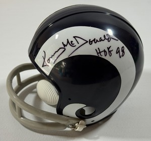 Tommy McDonald Autographed and Inscribed Los Angeles Rams Mini Football Helmet w Case