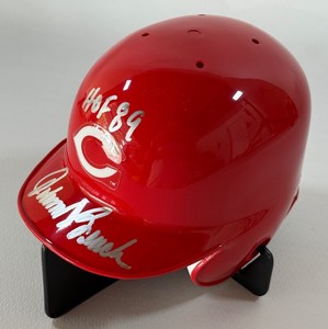 Johnny Bench Autographed and Inscribed Cincinnati Reds Mini Football Helmet w Case