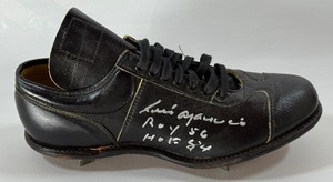 Luis Aparicio Autographed and Inscribed ROY 56 HOF 84 Vintage Baseball Cleat w Signing Ticket and Case