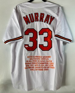 Eddie Murray Autographed w JSA COA Baltimore Orioles Custom Stat Baseball Jersey
