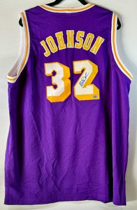Magic Johnson Autographed w COA Custom Los Angeles Lakers Basketball Jersey Size XL