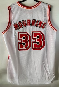 Alonzo Mourning Autographed w JSA COA Custom Miami Heat Basketball Jersey