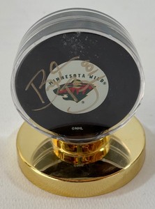 Brad Bombardir Autographed Minnesota Wild NHL Hockey Puck w Case