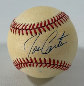 Joe Carter Autographed Rawlinfs ONLB Baseball w Case