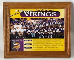 Autographed Minnesota Vikings Football Roster - Bud Grant, Jerry Brown, Mick Tingelhoff, Carl Eller, Troy Brown