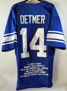 Ty Detmer Autographed w COA Custom BYU Football Stat Jersey