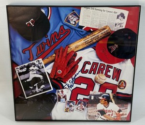 Rod Carew Autographed and Framed Minnesota Twins Baseball Photo