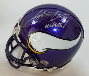 Adrian Peterson Autograph Minnesota Vikings Football Mini Helmet w Case