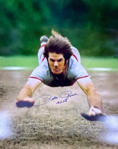 Pete Rose Autographed w PSA DNA COA Large Poster Inscribed 4256 Cincinnatti Reds Baseball