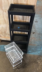 black and white bathroom shelves