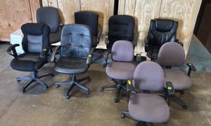 assorted rolling office chairs
