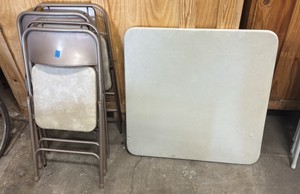 folding chairs and card table