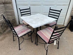 Patio Table and 4 Metal Chairs