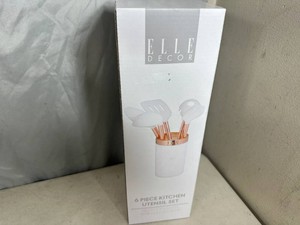 New 6 pc Rose Gold Cooking Utensil Set with Caddy