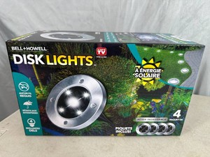New 4 Pack of Solar Garden Disk Lights