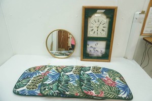 Round Mirror, Ingraham Clock, Patio Seat Cushions