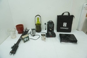 Espresso Machine, travel grill, fire poker, pewter mug, and more