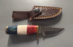 America 250 Red White & Blue Damascus Knife 6 overall length
