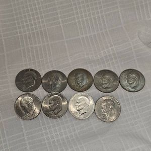 Lotof 9 Eisenhower Silver Dollars